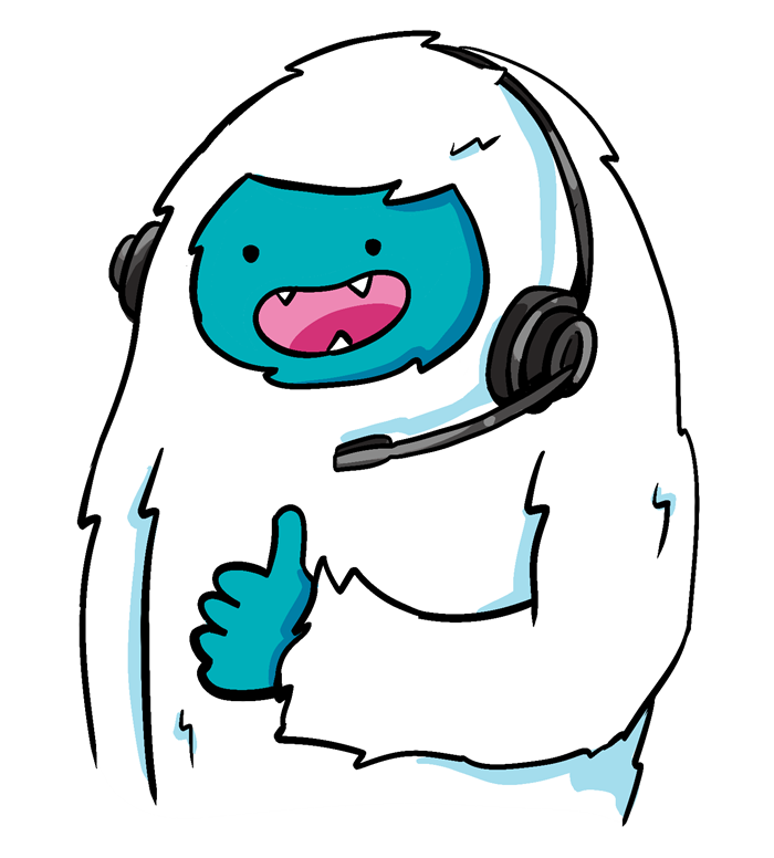 Northern Yeti support team member with a headset giving a thumbs up